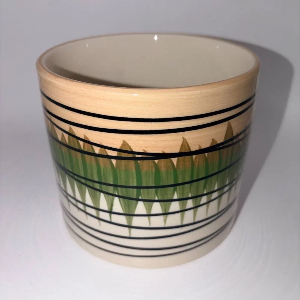 Handmade Ceramic Planter Pot | Boho Modern Leaf Design | Neutral Home Decor